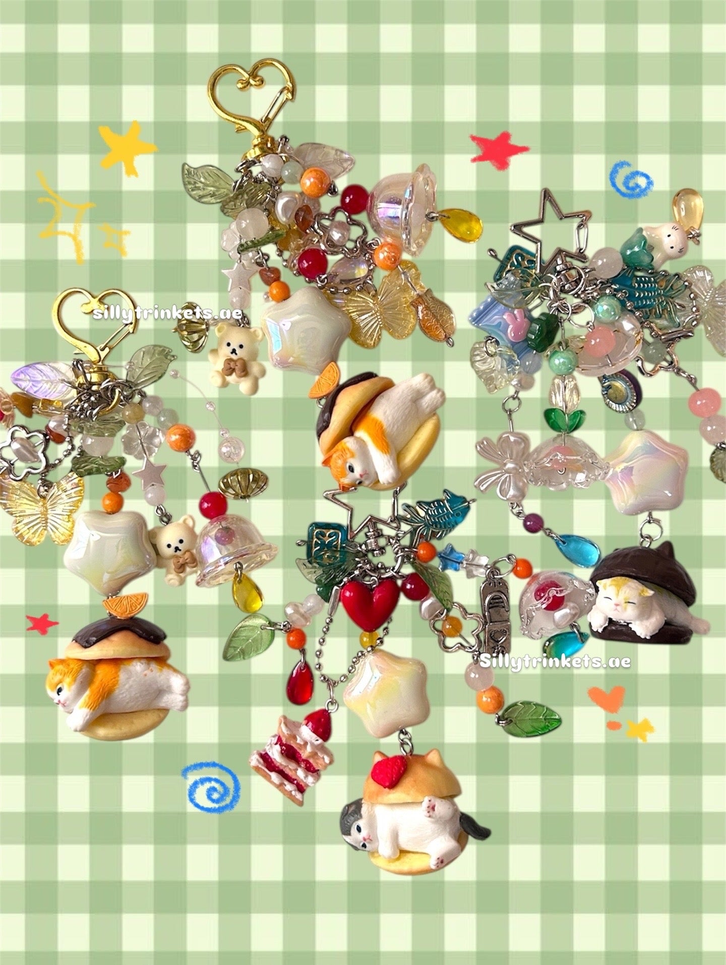 Sleepy Kitty Charm Keychains /ᐠ - ˕ -マ Ⳋ