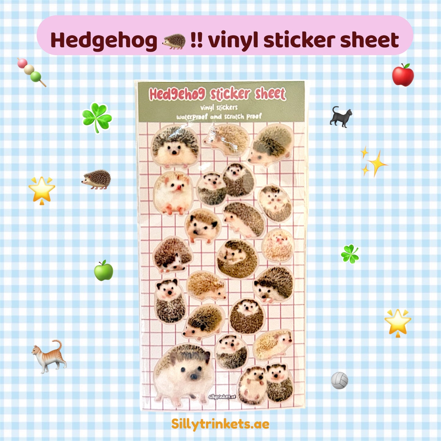 Hedgehog 🦔 vinyl sticker sheet