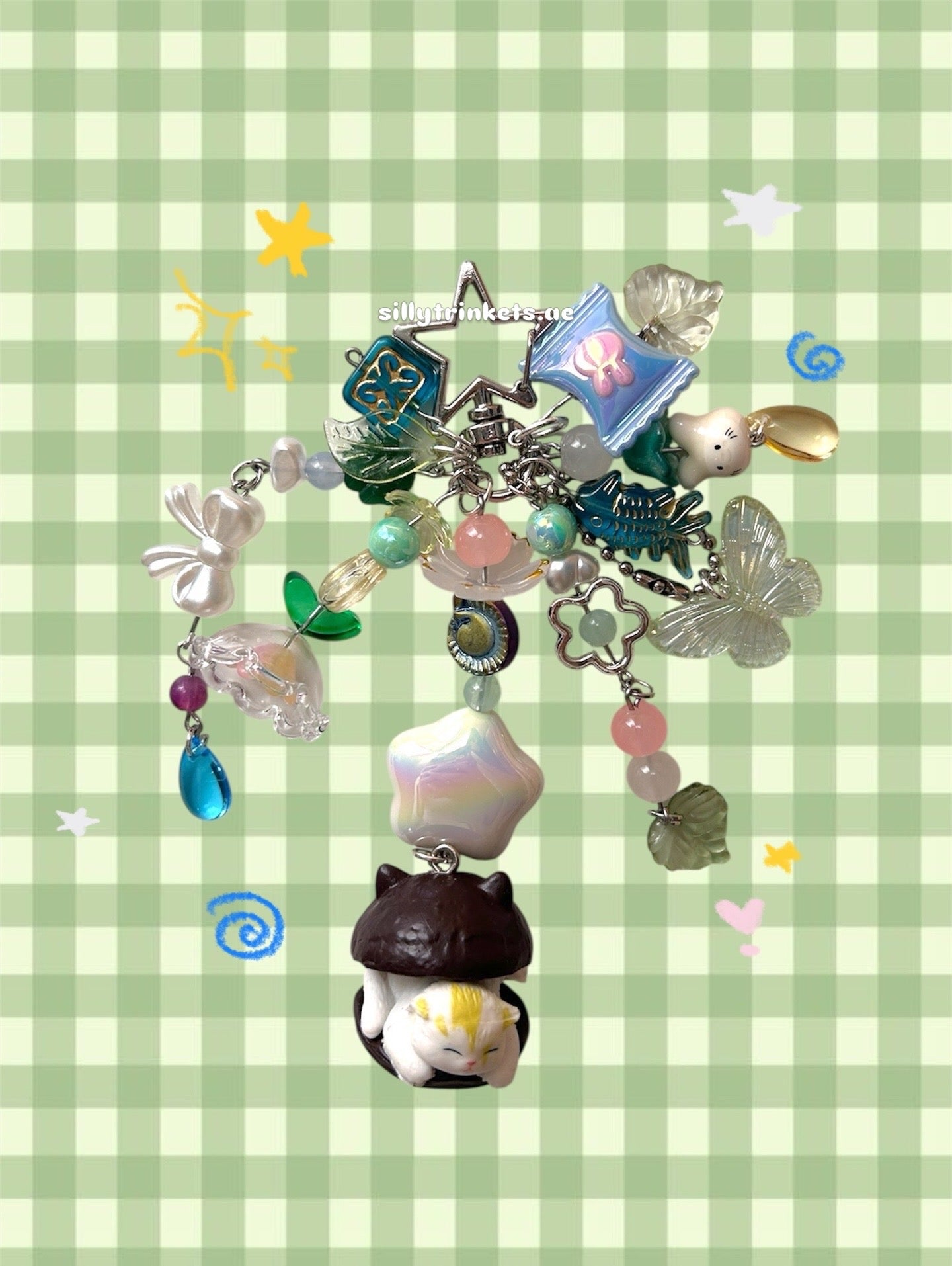 Sleepy Kitty Charm Keychains /ᐠ - ˕ -マ Ⳋ