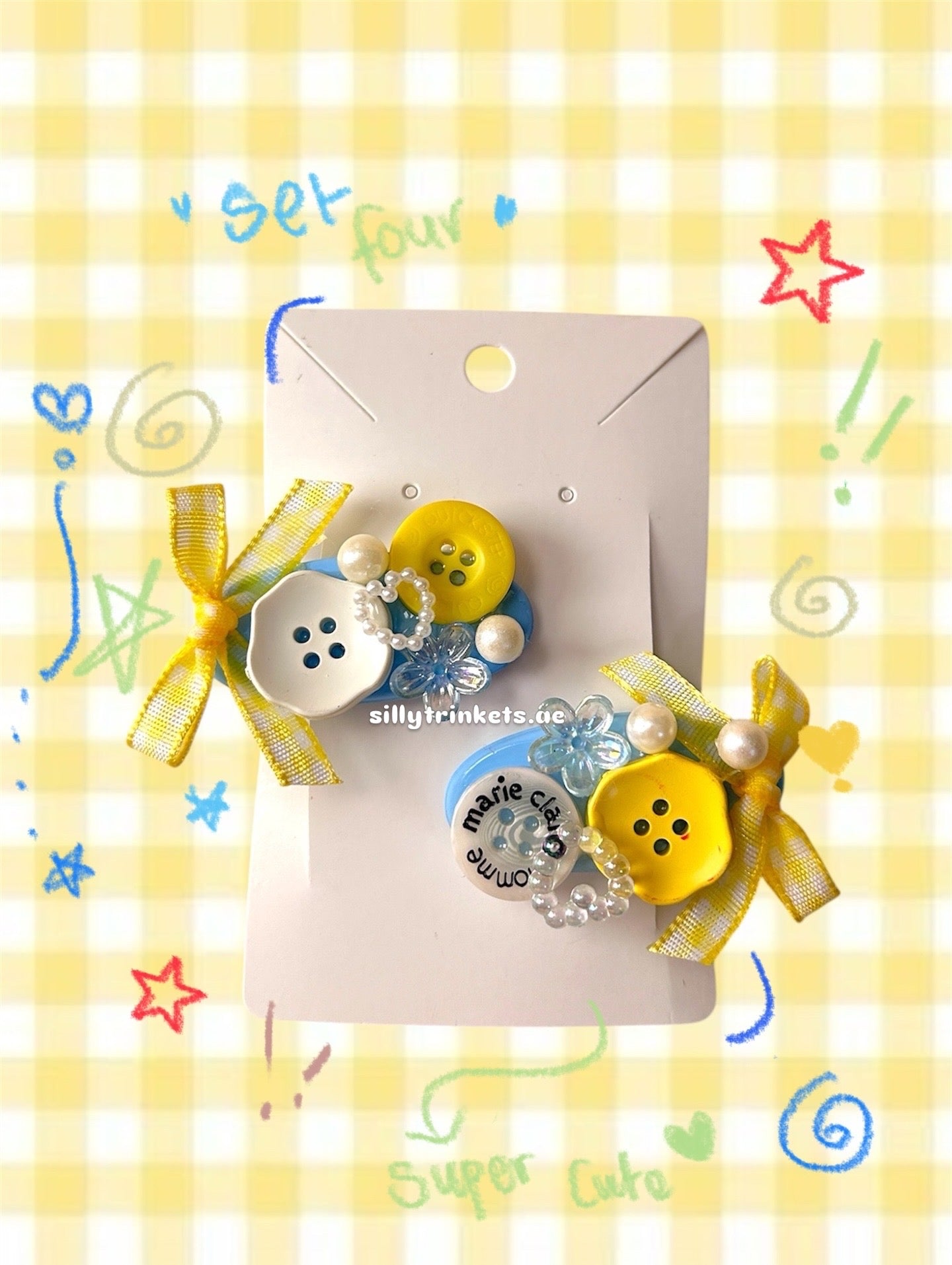 Button hairclips sets 🍡