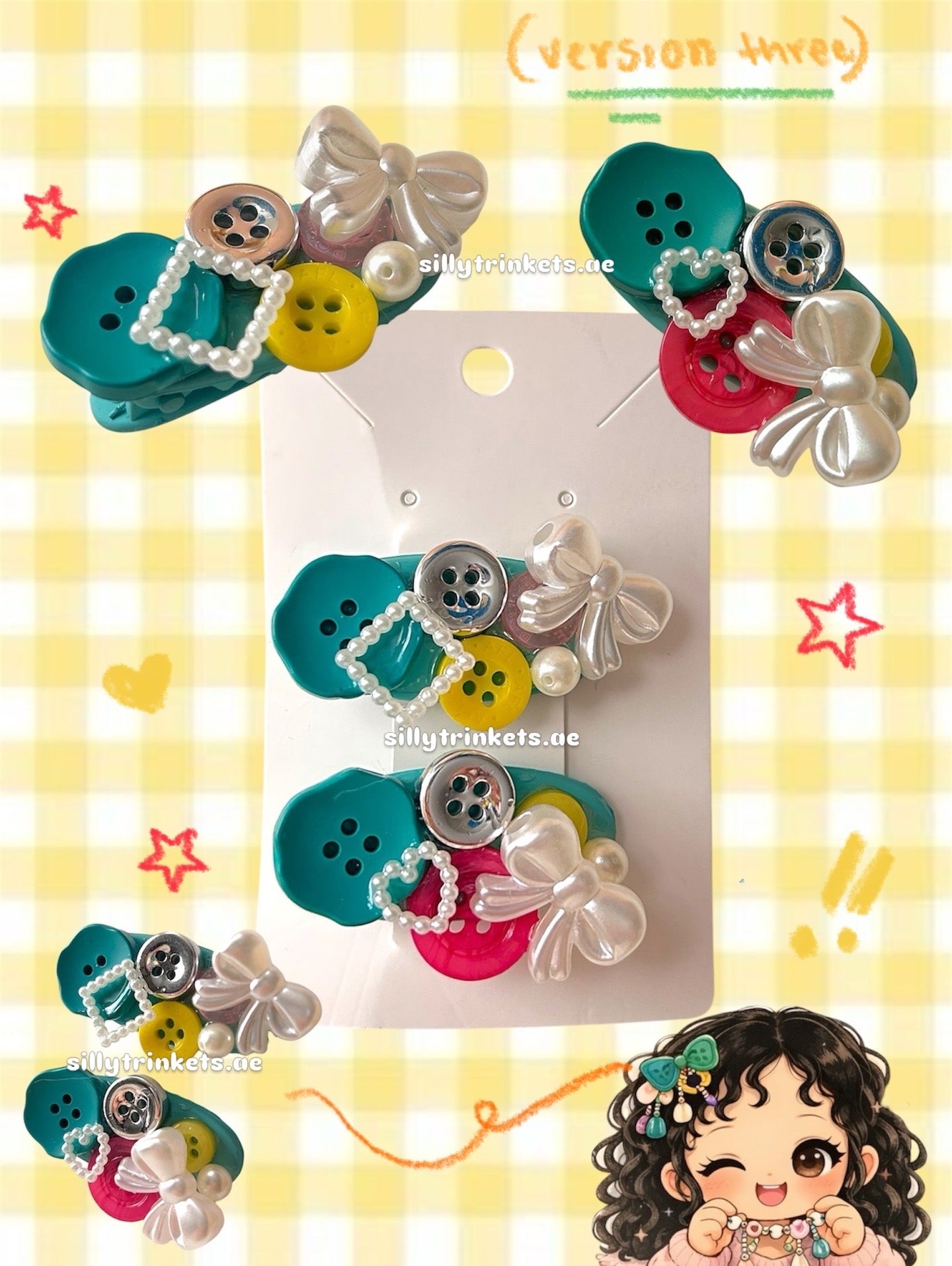 Button hairclips sets 🍡