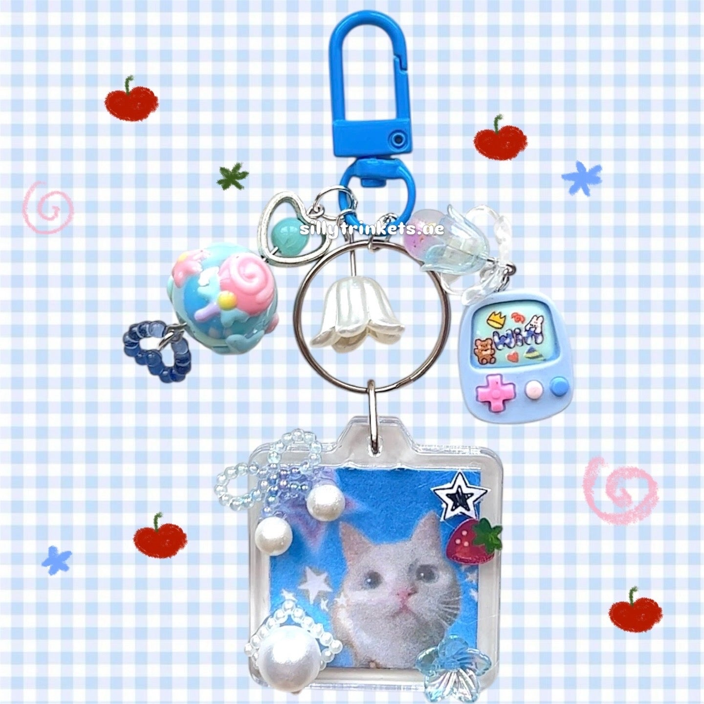 keychain frames. sawako x kazehaya keychains + silly cat keychain 🧸🍒✨