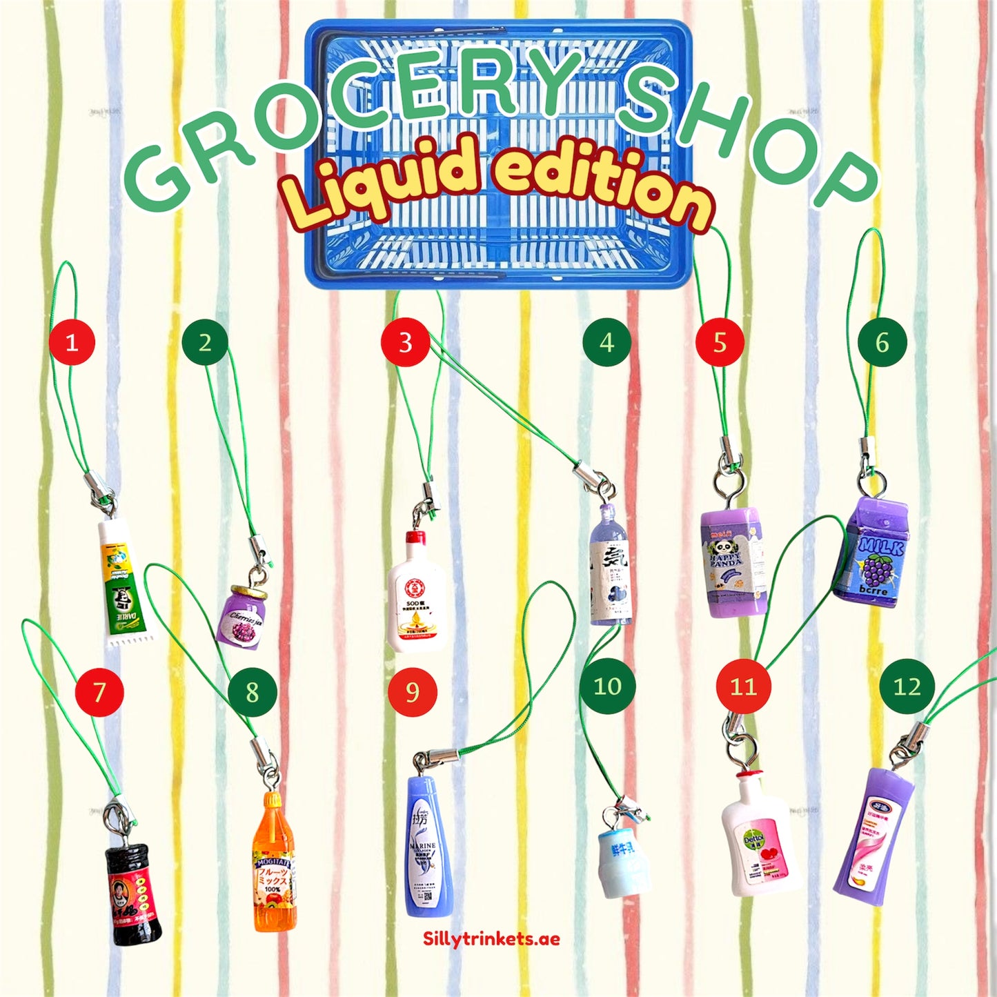 Grocery shop keychains liquid edition 🛒🧃