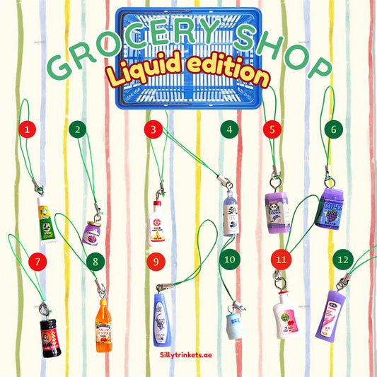 Grocery shop keychains liquid edition 🛒🧃