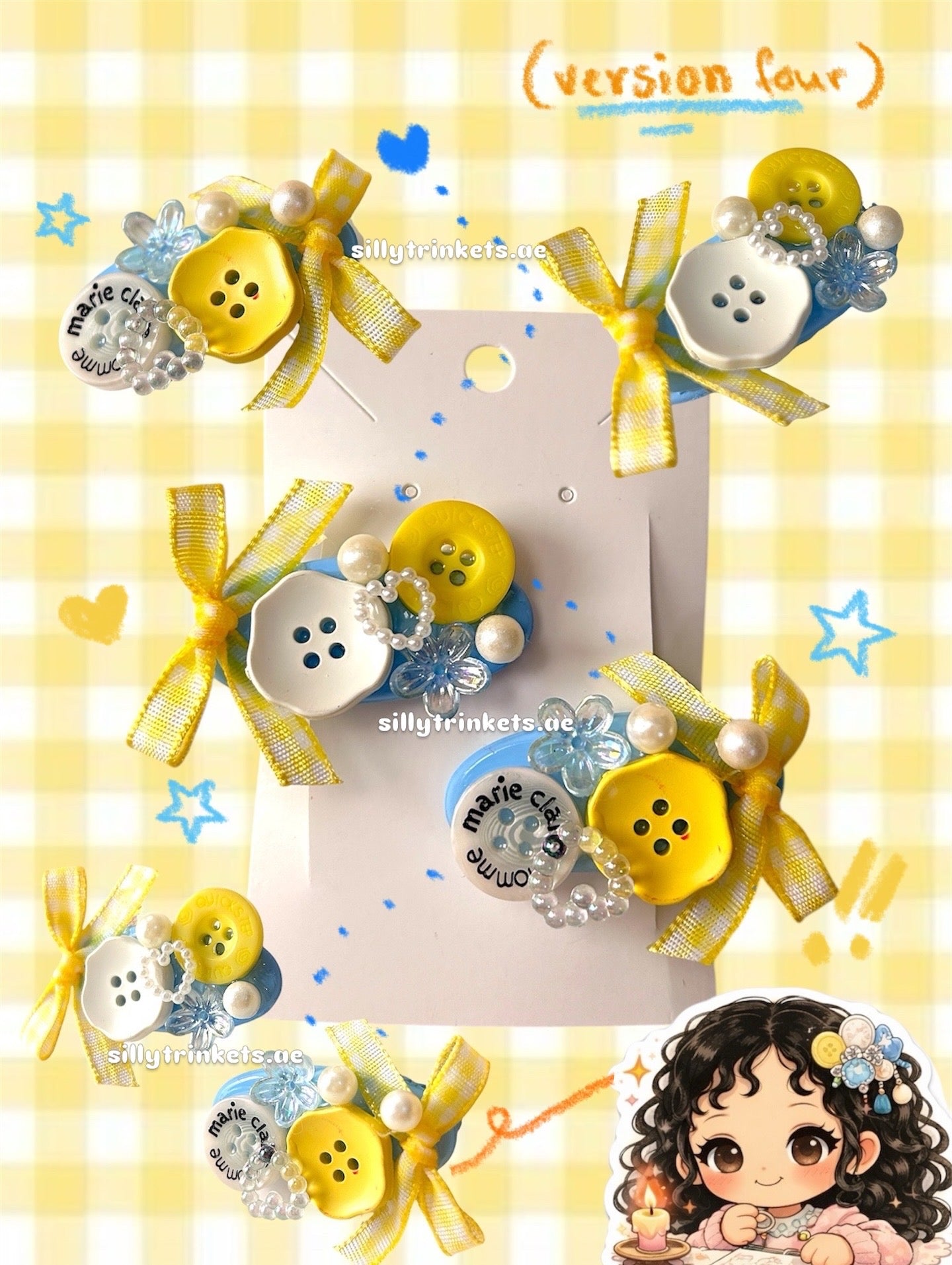 Button hairclips sets 🍡