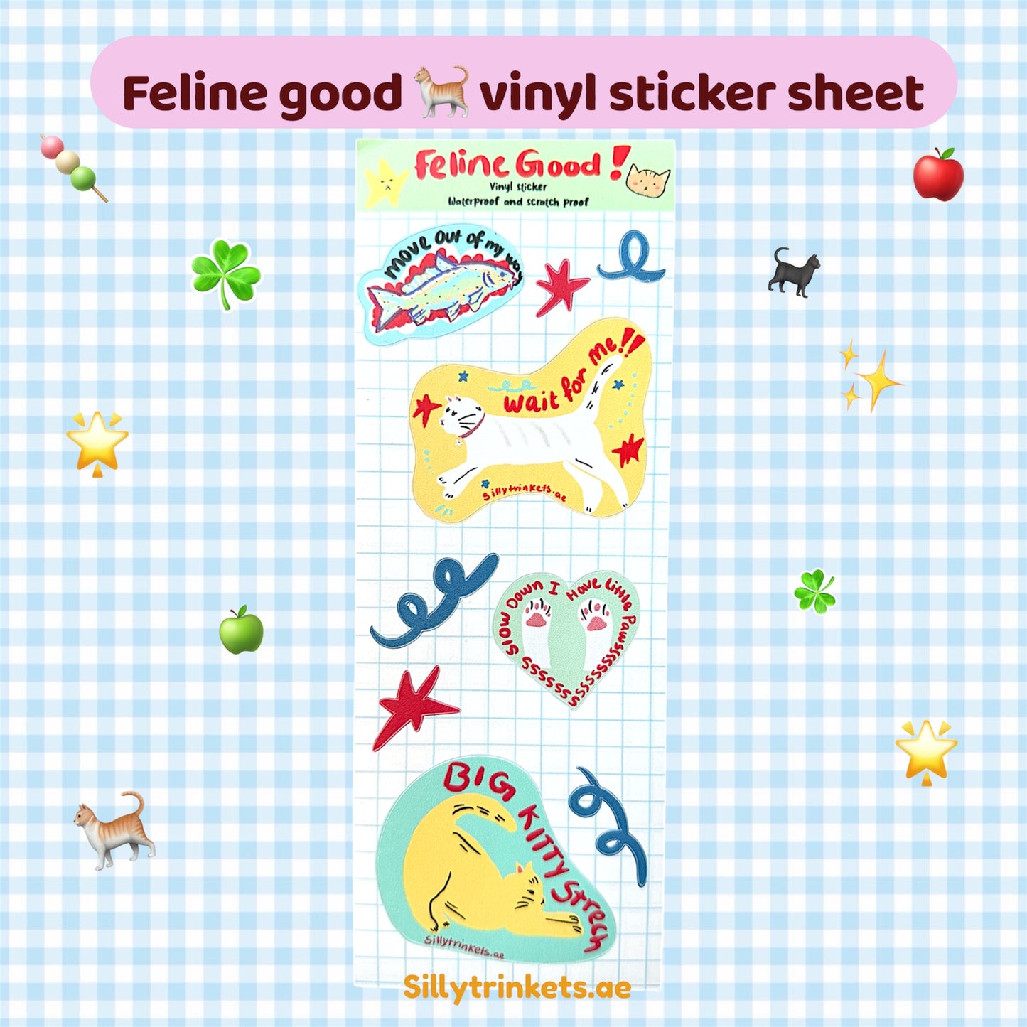 Feline good ‼️🐈 vinyl sticker sheet
