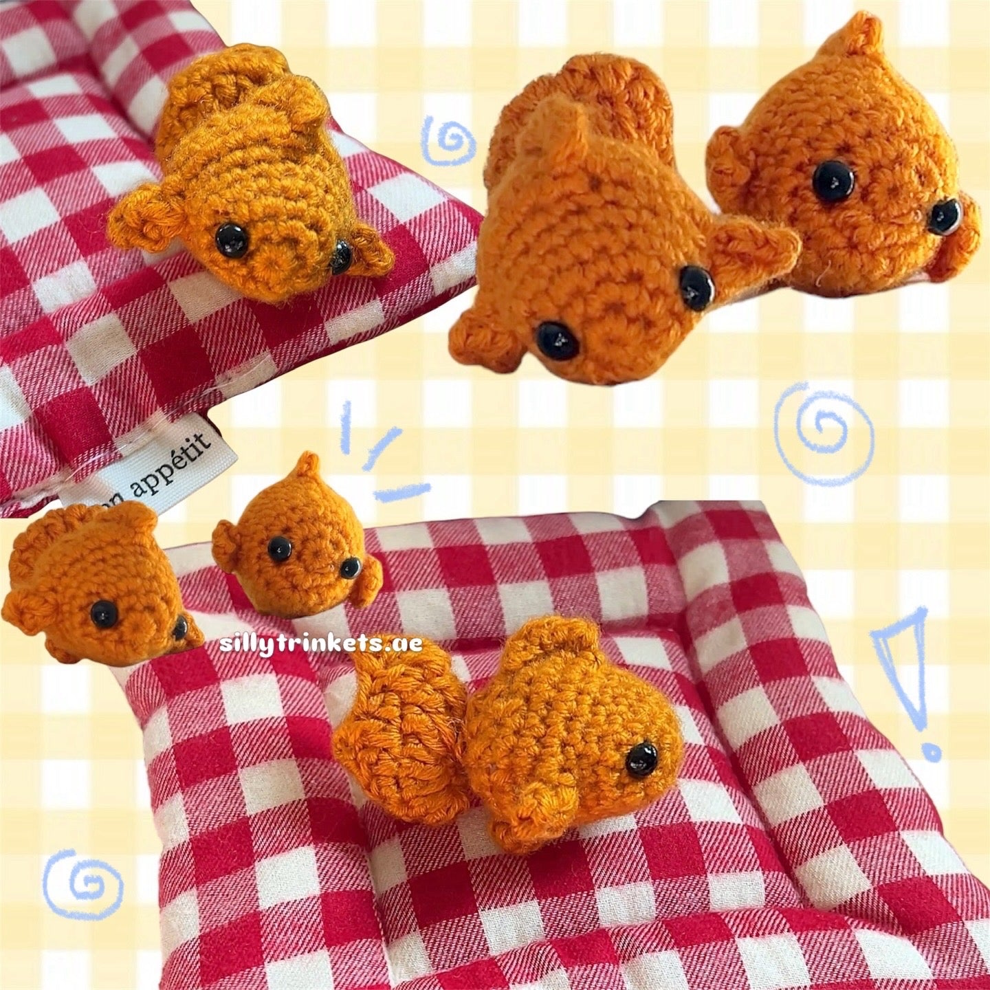 mini crocheted golden fish .° ｡𖦹˚ 𓆝 ｡𖦹°‧
