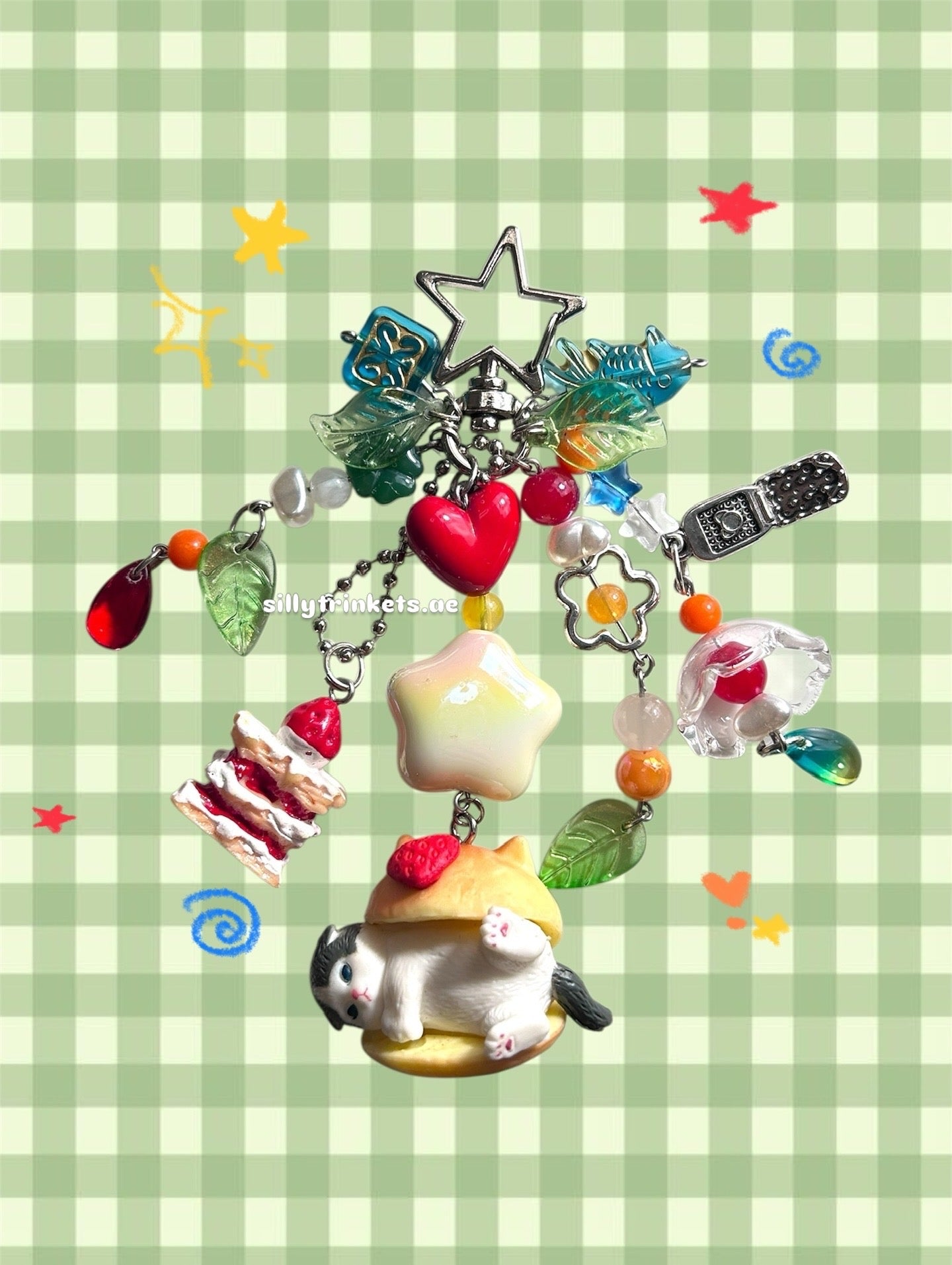 Sleepy Kitty Charm Keychains /ᐠ - ˕ -マ Ⳋ