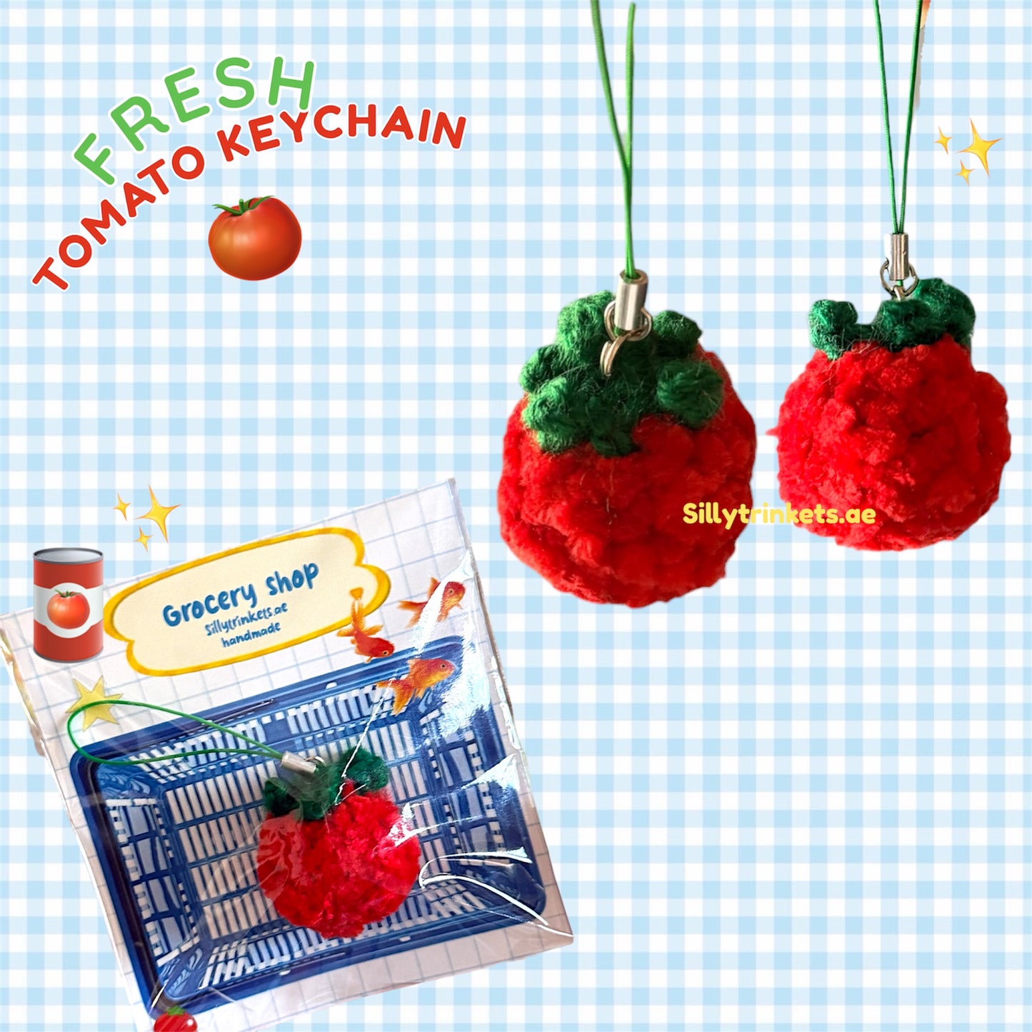 Crocheted tomato keychain 🍅