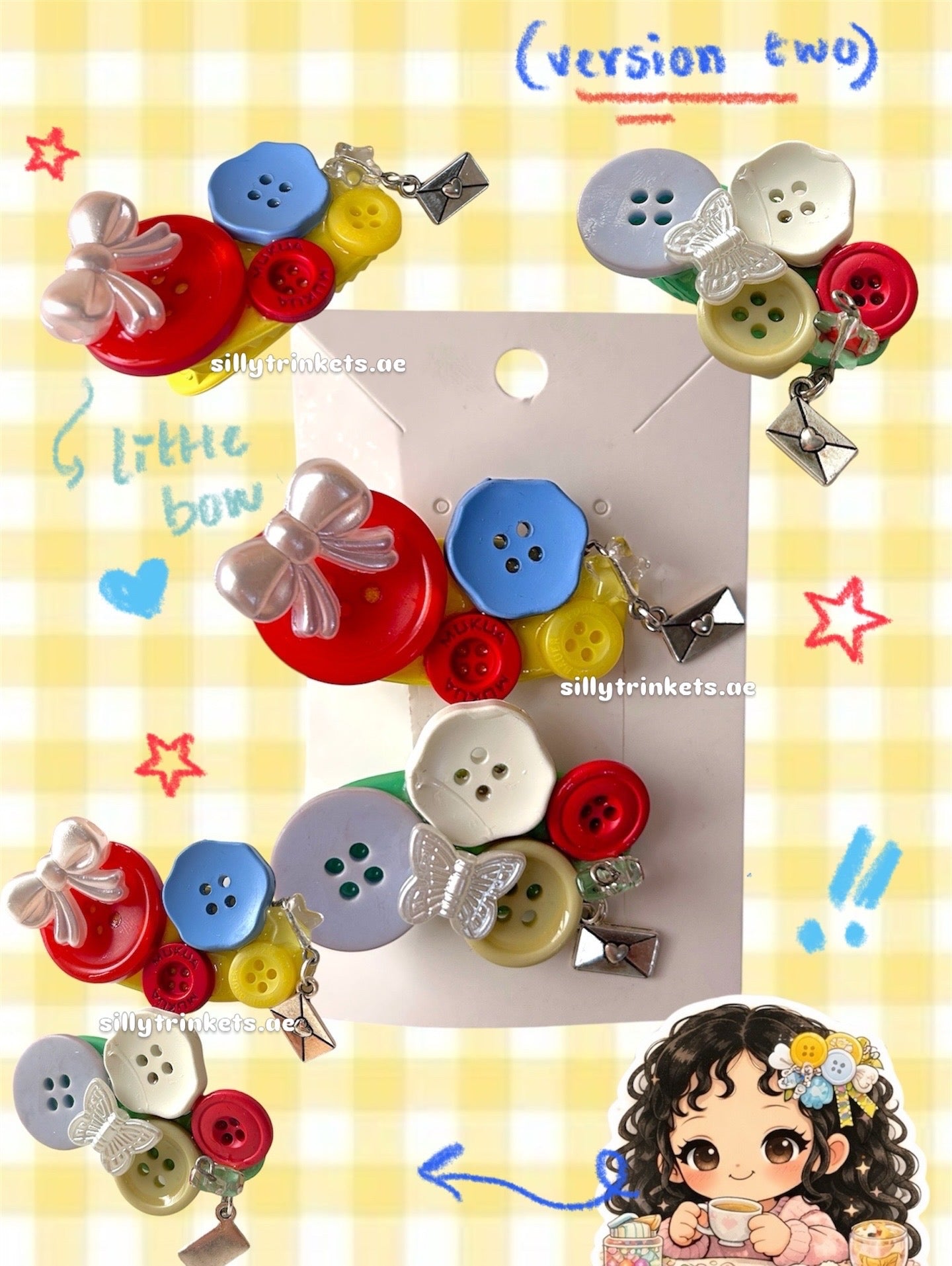 Button hairclips sets 🍡