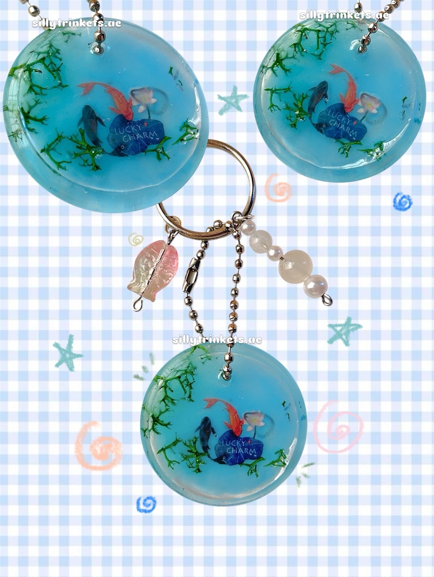 Resin koi pond keychain °‧ 𓆝 𓆟 𓆞 ·｡