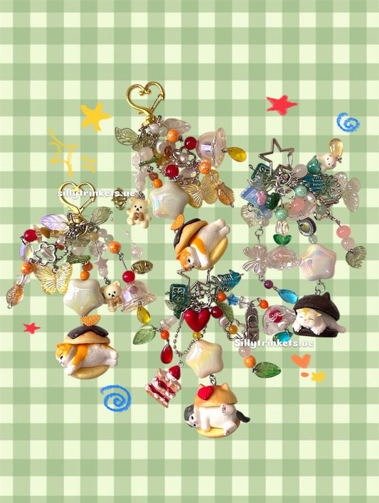 Sleepy Kitty Charm Keychains /ᐠ - ˕ -マ Ⳋ