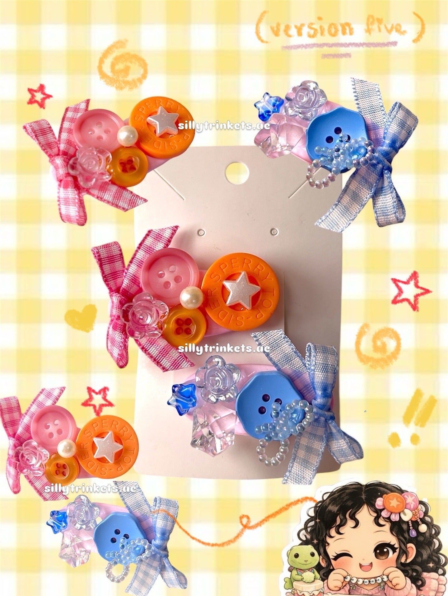 Button hairclips sets 🍡